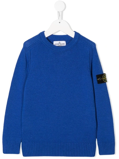 Stone Island Junior Logo-patch Sweater In Blue
