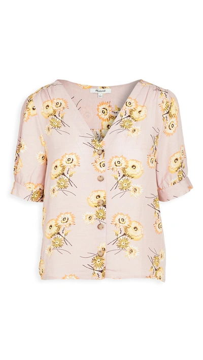 Madewell Plaza Dutch Dandelions Button Front Shirt In Twiggy Wisteria Dove