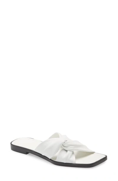 Topshop Pacific Twist Leather Slide Sandal In White Leather