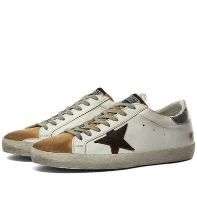 Golden Goose White And Beige Leather Super-star Sneakers In White