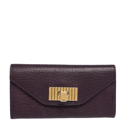 Pre-owned Chloé Purple Leather Sally Continental Wallet