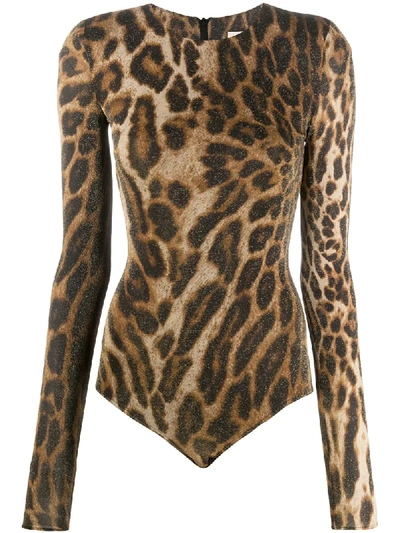 Alexandre Vauthier Leopard Print Body In Brown