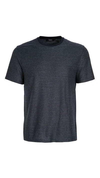 Theory Men's Milan Standard-fit Micro Grid Check T-shirt In Eclipse/white Grey
