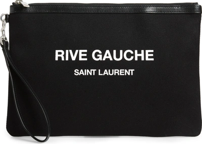 Pre-owned Saint Laurent  Rive Gauche Canvas Pouch Black