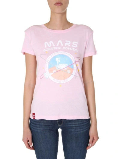 Alpha Industries Round Neck T-shirt In Rosa