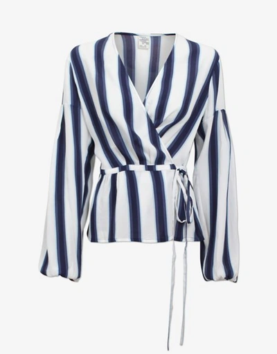 Baum Und Pferdgarten Monia Striped Crepe De Chine Wrap Blouse