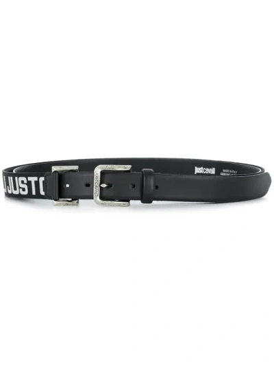 Just Cavalli Logo Print Belt In Black