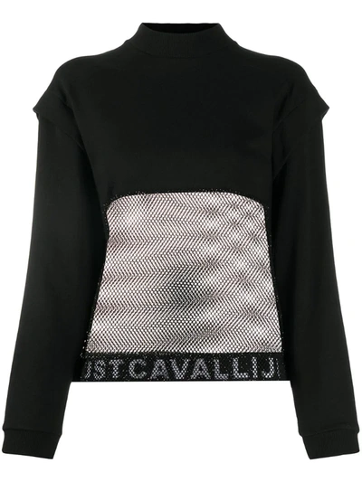 Just Cavalli Contrast Logo Sweatshirt In Black
