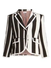 Thom Browne Women's Unconstructed Classic Single Breasted Silk-blend Blazer In Black White