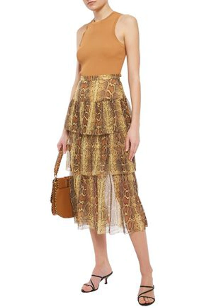 Zimmermann Ninety-six Tiered Printed Silk-georgette Midi Skirt In Animal Print