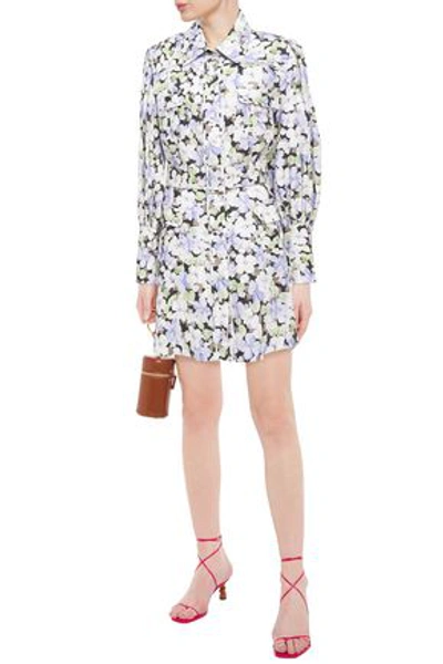 Zimmermann Belted Floral-print Linen Mini Shirt Dress In Multicolor