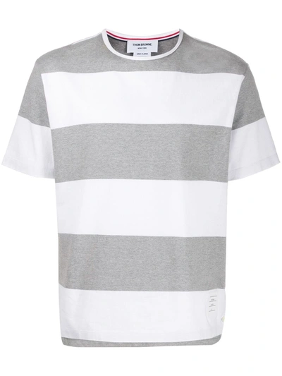 Thom Browne Rugby Stripes T-shirt In Grey