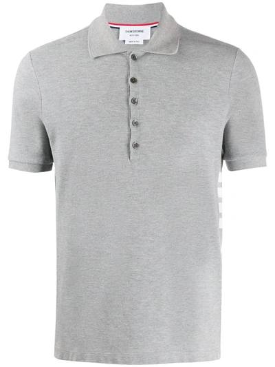 Thom Browne Grey Short-sleeved Polo Shirt With Stripes