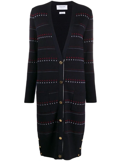 Thom Browne Long V-neck Cardi-coat In Blue