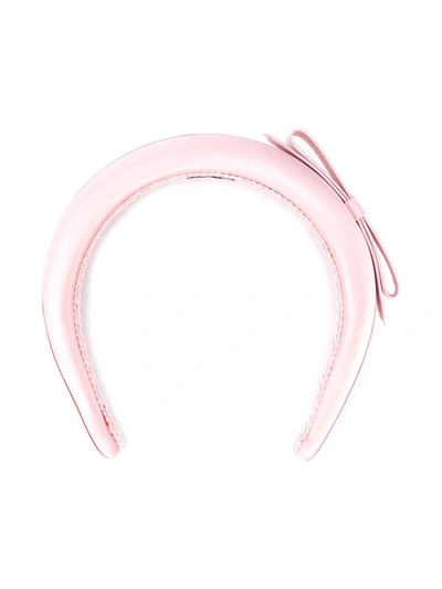 RED Valentino Headband With Bow Red Valentino Studded Leather Headband W/ Bow In Black  main image 3
