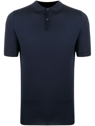 John Smedley Fine Knitted Polo Shirt In Blue