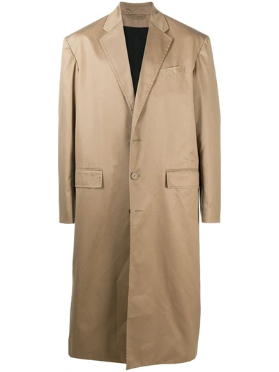 Balenciaga Long Boxy Single-breasted Coat In Neutrals