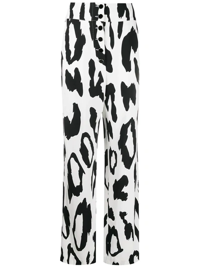 Just Cavalli Animal Print Trousers In White