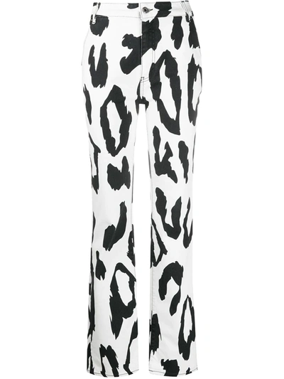 Just Cavalli Animal-print Bootcut Jeans In White