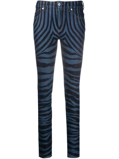 Just Cavalli Zebra-print High-rise Skinny Jeans In Light Denim