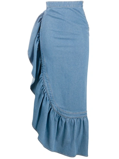 Just Cavalli Long Ruffled Skirt In Blue
