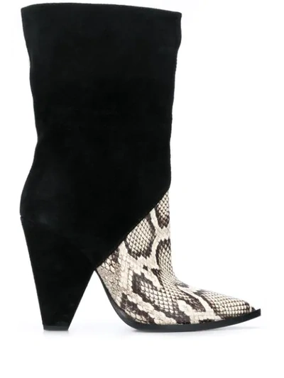 Just Cavalli Snakeskin-effect Knee-high Boots In Black
