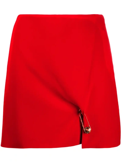 Versace Safety Pin Detailed Mini Skirt In Red