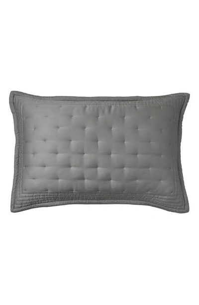 Donna Karan Essential Lyocell & Silk Tack Stitch Sham In Charcoal