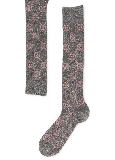 Gucci Gg Socks In Lead/pink