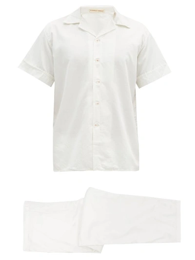 Cleverly Laundry Cotton-sateen Short-sleeved Pyjamas In White