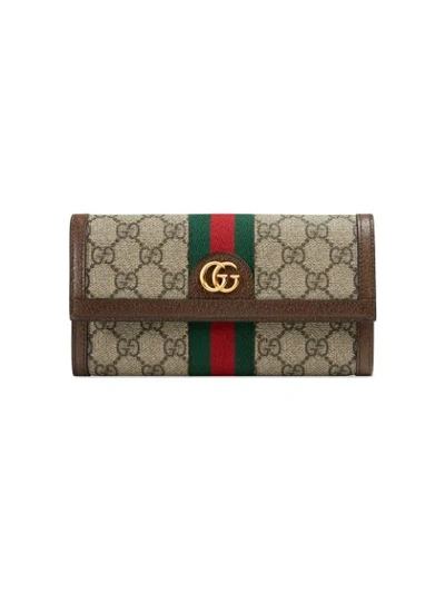 Gucci Ophidia Gg Continental Wallet In Braun
