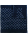 Gucci Jacquard Scarf In Blue Featuring Gg Pattern