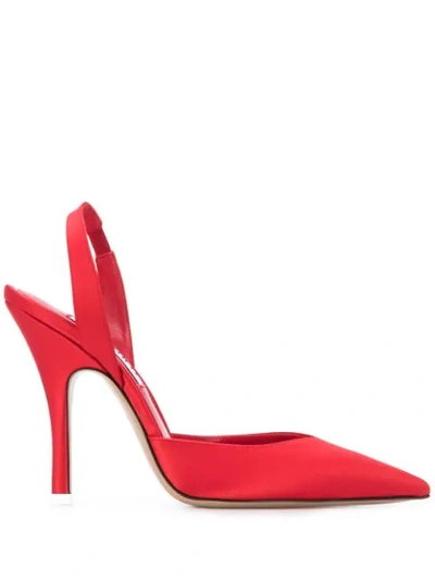 Attico 105mm Satin Sling Back Pumps In Red