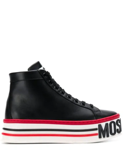 Moschino Platform High-top Sneakers In Black