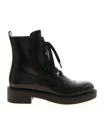 Prada Shiny Ankle Boots In Black
