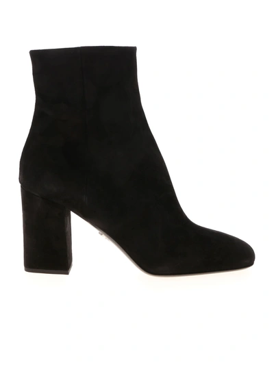 Prada Suede Ankle Boots In Black