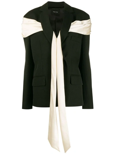 Simone Rocha Single-breasted Satin-tie Twill Jacket In Black