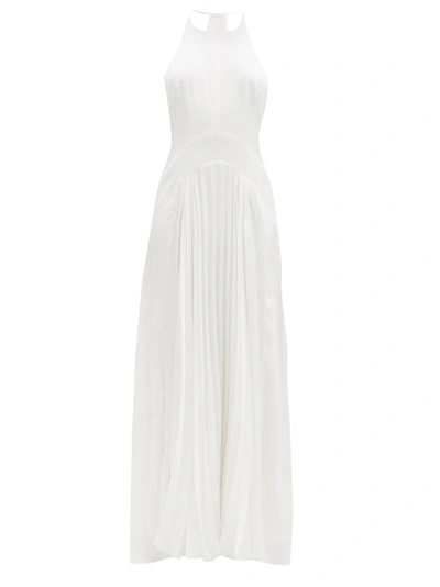 Galvan Provence Pleated-crepe Floor-length Gown In White