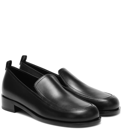 The Row Penny Leather Loafers In Black