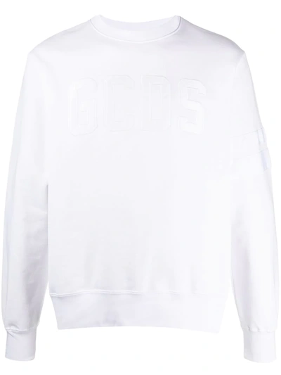 Gcds Embroidered Logo Jumper In White