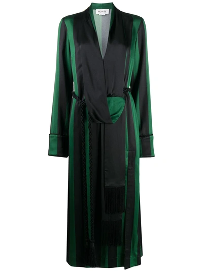 monse green dress Women's Striped Robe Midi In Green,black 9.1