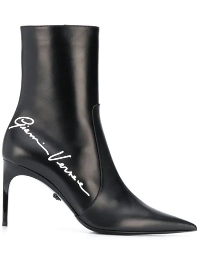 Versace Signature Boots In Black