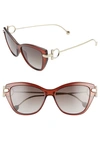 Ferragamo 55mm Cat Eye Sunglasses In Brown