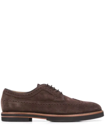 Tod's Suede Oxford Shoes In Brown