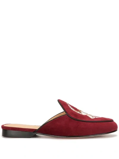 Shanghai Tang X Bing Xu Embroidered Loafer Mules In Red