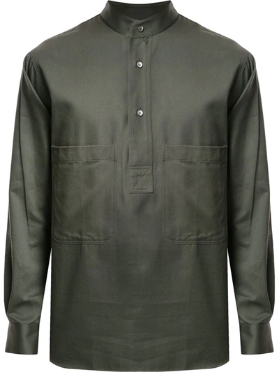 Cerruti 1881 Long Sleeve Cashmere Shirt In Green