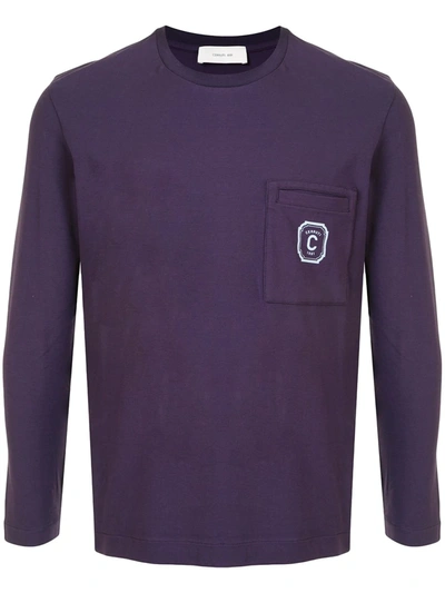 Cerruti 1881 Crew Neck Patch Pocket Sweater In Purple