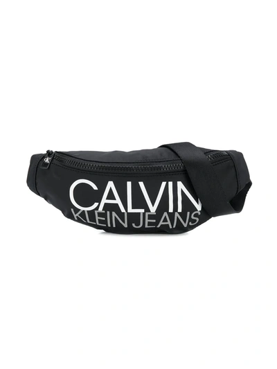 Calvin Klein Kids' Logo Print Belt Bag In Black