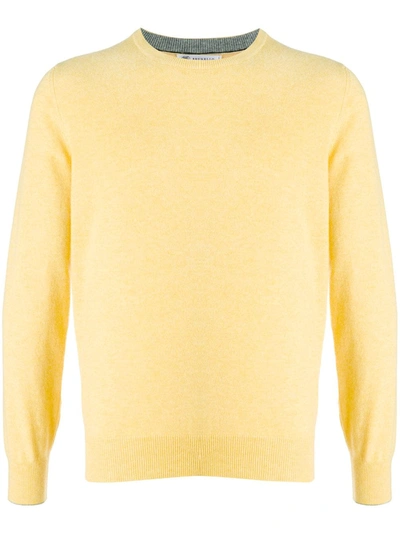Brunello Cucinelli Cashmere Fine-knit Jumper In Yellow