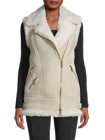 Burberry Brendale Lamb Shearling Vest In Natural White